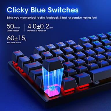 RisoPhy Mechanical Gaming Keyboard, RGB 104 Keys Ultra-Slim LED Backlit USB Wired Keyboard with Blue Switch, Durable Abs Keycaps/Anti-Ghosting/Spill-Resistant Computer Keyboard for PC Mac Xbox Gamer - Image 7
