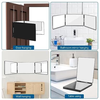 Wentoma 360° Viewing Mirror for Hair Cutting and Styling, Adjustable Height Mirror for Grooming, Makeup and Shaving, Clear HD Glass, Portable for Bathroom or Travel (Black) - Image 6