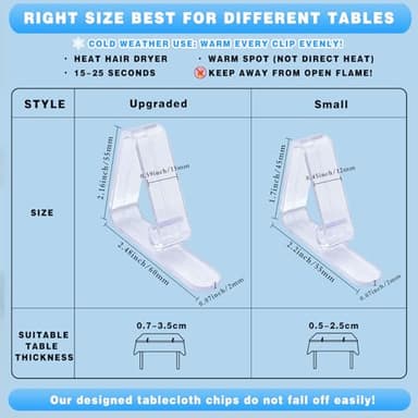 Kitnish 32 Pcs Tablecloth Clips,Clear Plastic Tablecloth Clips, Plastic Table Cloth Hold Down Clips Table Cloth Holder for Meeting Party Indoor Outdoor Events - Image 2