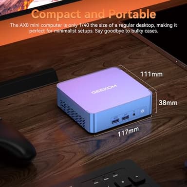 GEEKOM AX8 Pro Mini PC,AMD Ryzen R7-8745HS (8C/16T,up to 4.9GHz) Mini Computers, 32GB DDR5 5600Mhz RAM& 512GB PCIe Gen 4 SSD, Mini Desktop Windows 11 Pro, AMD Radeon 780M /WiFi 6E/BT5.2/2.5G LAN - Image 5