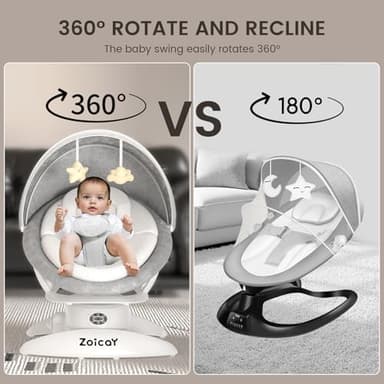 3-in-1 Baby Swing for Infants with Motion Detection, Electric Baby Swing with 3 Swing Modes, 12 Lullabies & 5-Speeds & Removable Swing Seat, BT Enabled & 360°Rotating Seat and Manual Remote, White - Image 5