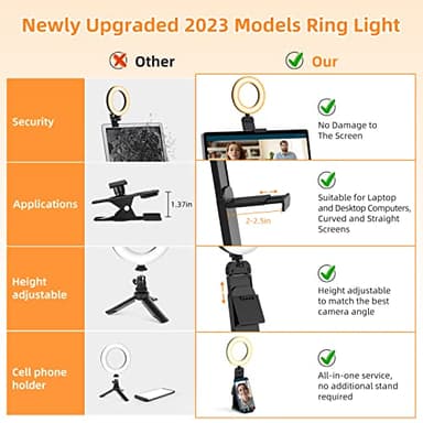 Evershop Ring Light for Laptop Desk Clip On,Small Computer Video Conference Lighting with Stand for Phone/Webcam/Monitor,5" Portable Mini LED Selfie Light Desktop for Zoom Meeting/Video Call/Recording - Image 7
