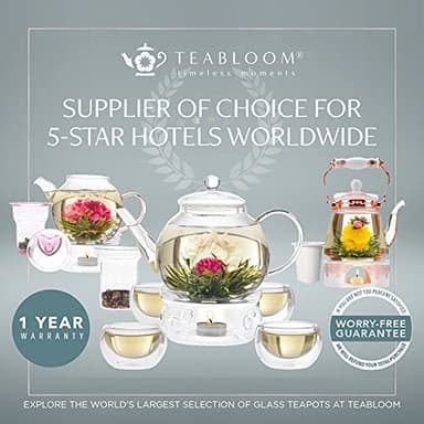 Teabloom Connoisseur Glass Teapot with Stainless Steel Infuser for Loose Tea – 4-Cup Capacity, Stovetop-Safe, Durable Borosilicate Glass, Perfect for Hot and Iced Tea - Image 9