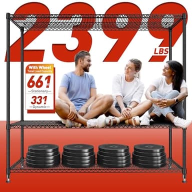 REIBII 60''W Storage Shelves 2399LBS Garage Shelving Heavy Duty with Wheels & Feet, 4 Tier Wire Shelving Adjustable Metal Shelving for Pantry Garage Kitchen Commercial Industrail, 60"W x 18"D x 65.5"H - Image 4