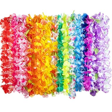 JOYIN 120 Counts Hawaiian Leis Bulk, Colorful Tropical Flower Leis for Kids Adults Hawaiian Beach Luau Party Favors Decorations - Image 1