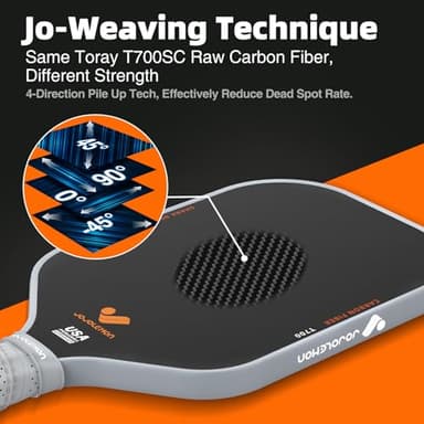 JOJOLEMON Pickleball Paddles, Raw Carbon Fiber Rackets with 16mm Polymer Honeycomb Core, Hybrid Racquet Designed for Ultimate Spin & Consistency - USAPA Approved - Image 5