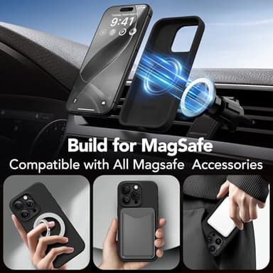 GONEZ Magnetic for iPhone 16 Pro Case, Compatible with MagSafe, [Screen Protector + Camera Lens Protector], Silicone Shockproof Anti-Scratch Protective Phone Case 6.3 inch, Black - Image 4