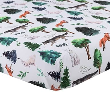 4 Pack Woodland Forest Animals Wood Neutral Unisex Fitted Baby Crib Sheets Set for Baby Boys or Girls - Image 3