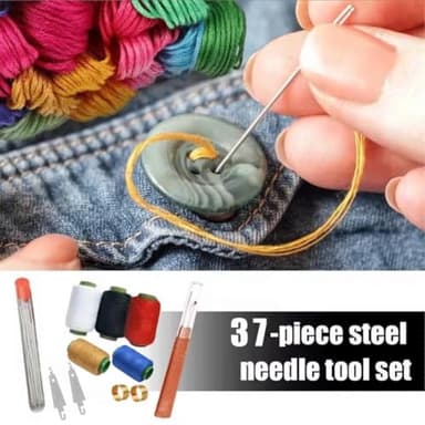 37PCS Sewing Tool Set, Needle and Thread Kit, Needles Thread Hand Repair Tools, Embroidery Tool Kit, Sewing Needle Kit Set for Home, DIY Craft Kit for Beginners - Image 6