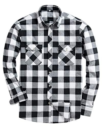 Alimens & Gentle Men's Button Down Regular Fit Long Sleeve Plaid Flannel Casual Shirts - Image 1