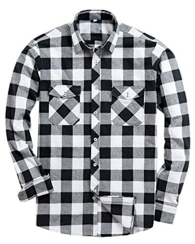 Alimens & Gentle Men's Button Down Regular Fit Long Sleeve Plaid Flannel Casual Shirts - Image 1