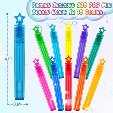 200 Pcs Mini Bubble Wands in 10 Colors, Bulk Party Favors for Kids, Themed Birthday, Christmas, New Year, Valentine, Carnival, School Classroom Prizes for Boys & Girls, Ideal Goodies Bags Stuffers - Image 5