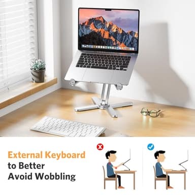 OMOTON 360° Rotating Laptop Stand Riser for Desk, Ergonomic Foldable Computer Stand Adjustable Height Angles for Collaborative Work, Easy Storage Fit Macbooks,All Laptops up to 16 inches, Silver - Image 4