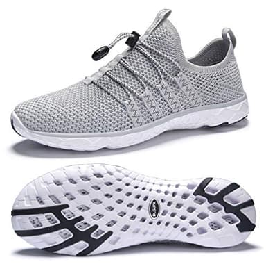 DLGJPA Men's Quick Drying Water Shoes for Beach or Water Sports Lightweight Slip On Walking Shoes LightGray 8.5 - Image 1