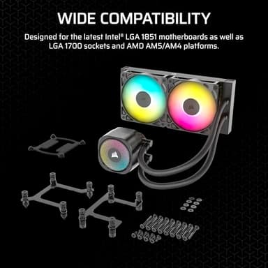 CORSAIR Nautilus 240 RS ARGB Liquid CPU Cooler – 240mm AIO – Low-Noise – Direct Motherboard Connection – Daisy-Chain – Intel LGA 1851/1700, AMD AM5/AM4 – 2X RS120 ARGB Fans Included – Black - Image 7