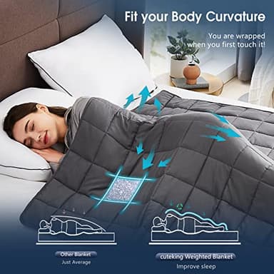 CuteKing Weighted Blanket for Adults (15lbs, 48"x72", Full, Grey) Heavy Blanket for 140-150lbs, Weighted Blanket for Cooling & Heating with Premium Glass Beads, Soft Thick Blanket for Adult All-S - Image 5