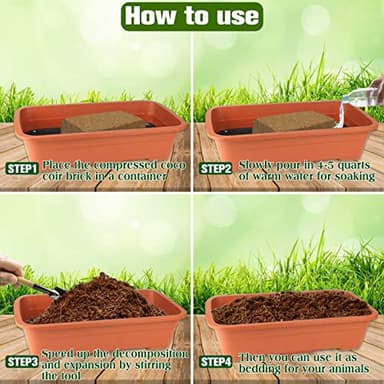 ZeeDix 2 Pack Coconut Fiber Substrate, 100% Organic Coconut Husk Coco Coir Brick Terrarium Bedding for Reptiles, Tortoise, Bearded Dragon, Leopard Gecko, Snake, Hermit Crabs, Frogs, Tarantula - Image 4