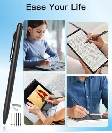 Ciscle EMR Stylus Compatible with Remarkable 2, Replacement Digital Pen with Eraser, 4096 Pressure Levels, Palm Rejection, Tilt Support-5 Pen Tips (Black) - Image 7