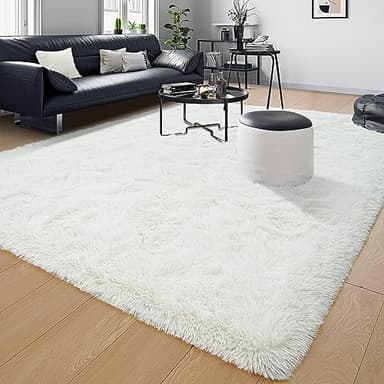 Tepook Area Rugs 9x12 for Living Room, Super Soft Fluffy Rugs for Bedroom, Modern Shaggy Rug Fuzzy Carpets for Kids, Plush Indoor Nursery Home Decor Rug with Non-Slip Bottom, Cream White - Image 8