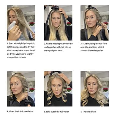 Heatless Curling Rod Headband No Heat Silk Ribbon Curling Rod Hair Roller Curls with Hair Claw Clip Lazy Natural Soft Wave DIY Hair Rollers Styling Tool for Sleep in Overnight (fen-lan) - Image 5