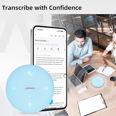 Bluetooth Conference Speakerphone M4 with AI Noise Reduction, AI Summaries, AI Transcription with 60-Language Support, 13FT 360° Voice Pickup,10-Hour Battery Life for Zoom and Teams, Blue - Image 3