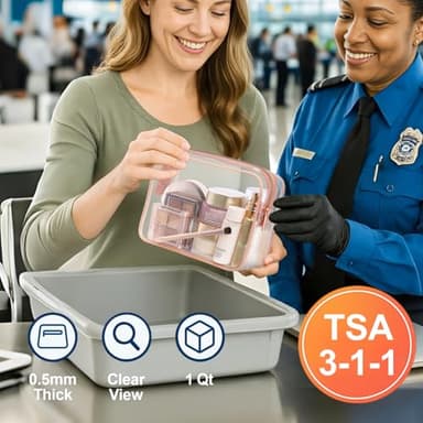 PACKISM Clear Makeup Bag - TSA Approved Toiletry Bag for Travel Size Toiletries, Travel Clear Toiletry Bag Quart Size Bag, Carry on Airport Airline Compliant Bag, Rose Pink(for age 12 or above) - Image 2