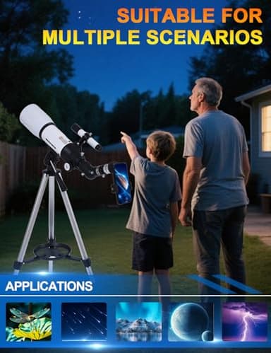 Uonol Telescope for Adults High Powered 70mm Aperture 400mm(16X-120X),Refractor Telescopes for Astronomy Beginners with Tripod,Phone Adapter,Carry Bag - Image 4