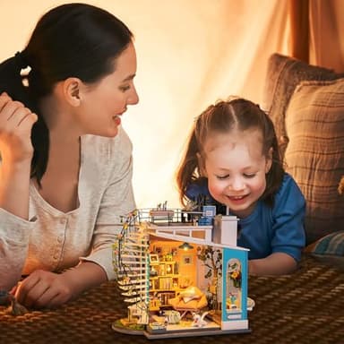 Rolife DIY Miniature House Kit Dora's Rooftop, Tiny House Kit for Adults to Build, Mini House Making Kit with Furnitures, Halloween/Christmas Decorations/Gifts for Family and Friends (Dora's Rooftop) - Image 5