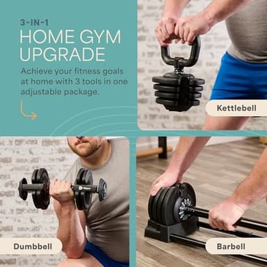 LifePro Adjustable Dumbbells Set/Single - 15lb 43lb 55lb 25 lb Dumbbell Sets with Rack - Quick Adjust, Secure Grip weights dumbbells set - Compact Hand Weights for Women/Men at Home Gym - Image 2