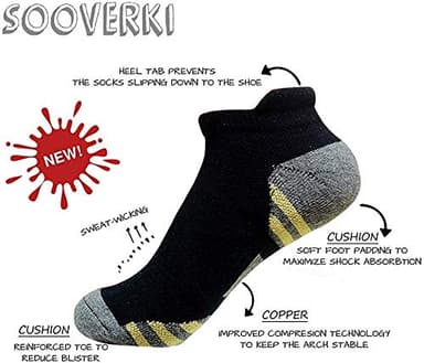 Copper Plantar Fasciitis Running Compression Socks for Men & Women –6 Pairs Arch Support Ankle Socks for Athletic&Travel - Image 5
