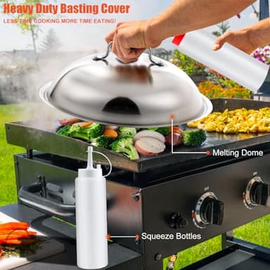 RINPIR 42pcs Griddle Accessories Kit for Blackstone, Flat Top Grill Spatula Set with Enlarged Spatulas, Melting Dome and Burger Press, Professional Hibachi Tools Gifts for Outdoor BBQ Teppanyaki - Image 3