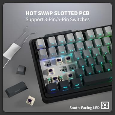 KZZI K75 Lite Wireless Mechanical Keyboard, 75% Gasket Mount RGB Gaming Keyboard w/ 3-Mode Knob BT 5.0/2.4G/USB-C Wired, Hot Swappable, 5-Layer Padding & Creamy Linear Switches, Compact 82 Keys - Image 5