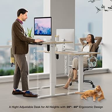 SMUG Height Adjustable Electric Standing Desk, 48 x 24 Inches Sit Stand up Desk Home Office Computer Desk, Ergonomic Desk with Memory Controller Standing Table Natural - Image 2