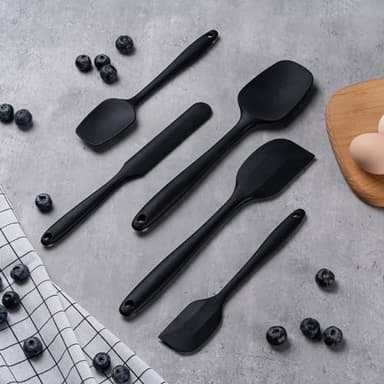 Silicone Spatula Set, 5 Piece Food Grade Rubber Spatulas for Baking, Cooking, and Mixing High Heat Resistant Non Stick Dishwasher Safe BPA-Free (Black) - Image 7