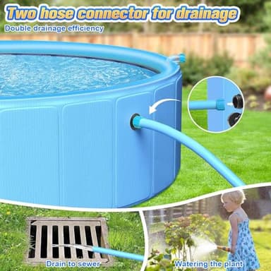 97In Extra Large Anti-Slip Dog Pool with Sprinkler, Sturdy 2-in-1 Foldable Hard Plastic Kiddie/Kids Swimming Pool, Summer Swimming Bath Tub for Kids/Large Dogs/Pets - Image 5