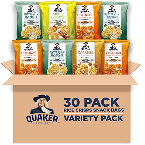 Quaker Rice Crisps, Gluten Free, 4 Flavor Sweet and Savory Variety Mix, Single Serve, 30 count - Image 1