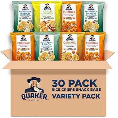Quaker Rice Crisps, Gluten Free, 4 Flavor Sweet and Savory Variety Mix, Single Serve, 30 count - Image 1