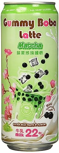 O's Bubble Gummy Boba Latte Canned Bubble Tea Drink With Chewy Boba Pearls (Konjac), 22% whole milk blend, 470ml(15.9 fl oz/can), MATCHA, (Pack of 12) - Image 1