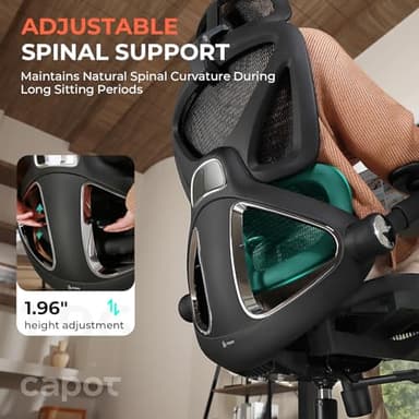 CAPOT Ergonomic Mesh Office Chair, Adjustable Lumbar High Back Desk Chair 400lbs, 4D Flip-up Arms, 3-Level Tilt Backrest, 3D Headrest, PU Wheels, Swivel Rolling Computer Seating for Long Desk Work - Image 2
