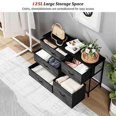 Nicehill Black Dresser for Bedroom with 5 Drawers, Chests of Drawers for Closet, Clothes, Nursery, Bedroom Dresser with Drawers,Black Wood Grain - Image 5