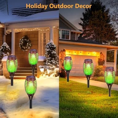Uni PNR Solar Torch Lights for Garden Decor, 8 Pack 12 LED Solar Lights for Outside & 20.5'' Waterproof Solar Lights, Flame Torch Solar Lights Outdoor for Patio Path Yard Decorations - Image 7