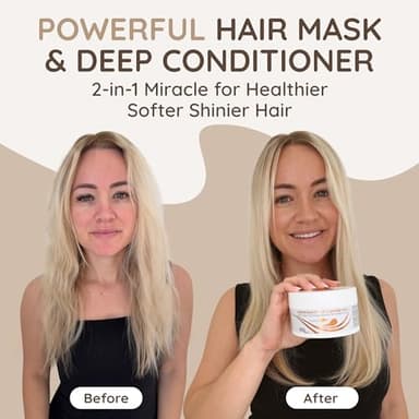 VITAMINS hair cosmetics Keratin Hair Mask - Protein Repair Keratin Treatment - Deep Conditioner for Dry, Damaged, Curly, Straight & Frizzy Hair with Biotin, Collagen & Castor Oil - 8.5 Fl Oz - Image 2