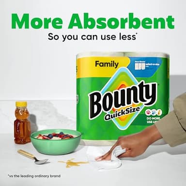 Bounty Quick-Size Paper Towels, White, 16 Family Rolls, Charmin Ultra Strong Clean Touch Toilet Paper, 18 Family Mega XL Rolls - Image 8