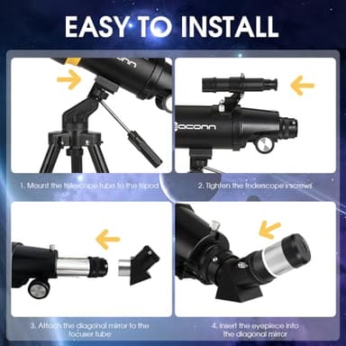 Telescope for Adults, 90mm Aperture 600mm Refractor Telescope for Kids and Beginners, Telescopes for Adults Astronomy with Handbag and Phone Adapter - Image 5