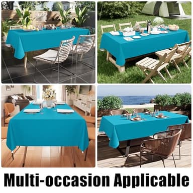 Smiry Rectangle Table Cloth 60x120 Inch, Waterproof Wipeable Vinyl Tablecloths Protector, Oil Spill Proof Plastic Table Cover for Dining, Picnic, Camping, Outdoor, Turquoise - Image 6