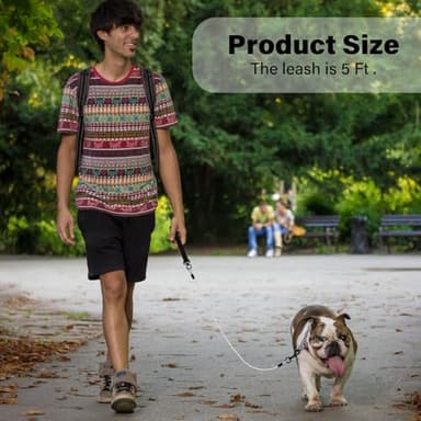 ZHOMA 5FT Heavy Duty Dog Leash for Large Dogs, Metal Chew Proof Dog Leash with Comfortable Leather Padded Handle, Stainless Steel Leash for Control Medium Small Dogs Training Walk Run -Silver(5FT) - Image 4