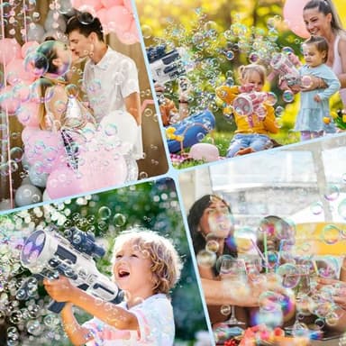 Bubble Guns Automatic with Build-in Bubble Solution (4.4 oz), 3 Fans Drive 6X Lens Bubble Blower Machine, Cool Favors for Summer Ourtdoor Party Birthday Wedding Toy - Image 6
