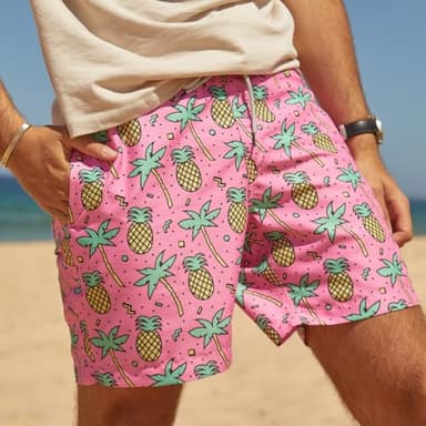 maamgic Mens Swim Trunks Quick Dry Swim Shorts with Mesh Lining Funny Swimwear Bathing Suits 7inch Pineapple Palm Tree Pink Large - Image 6