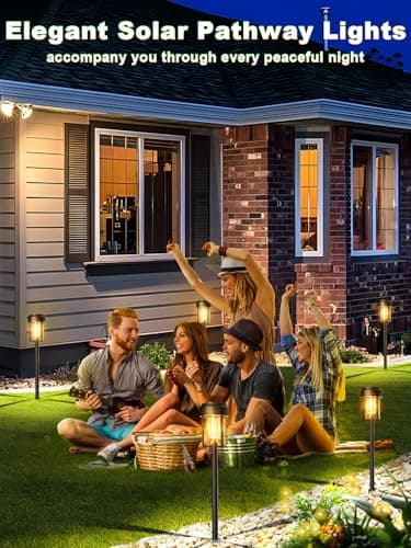 OUGELE Solar Lights Outdoor 12 Pack, Bright Solar Pathway Lights Waterproof IP65, Auto On/Off Solar Landscape Lighting 3000k for Garde Decor, Yard, Driveway, Patio, Walkway - Image 7