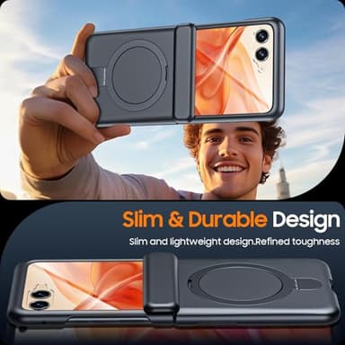 CENMASO for Motorola Razr 2025 Case/Razr 2024 Case with Hinge Protection & Built-in Screen Protector & Magnetic Ring Stand, Slim Full-Body Shockproof Rugged Phone Case for Moto Razr 2025/2024-Black - Image 7